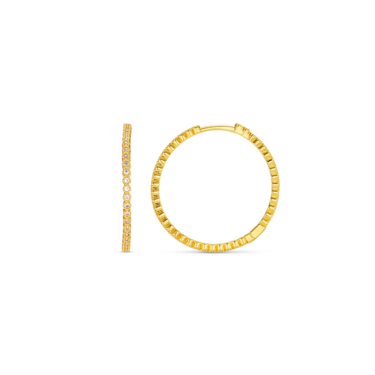 Fine Pave Mid-Size Hoop Earrings