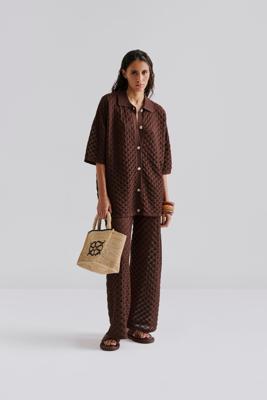 Moa Oversized Knitted Shirt Chocolate