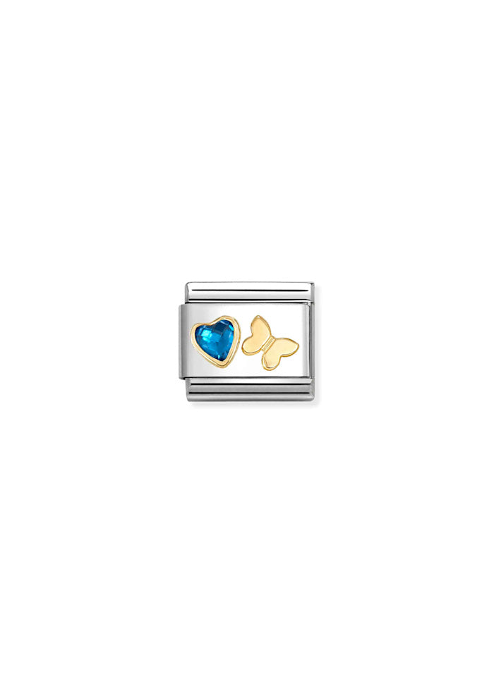 Blue Zirkon Heart Butterfly