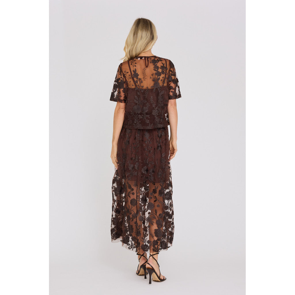 Fuschia Skirt Dark Brown