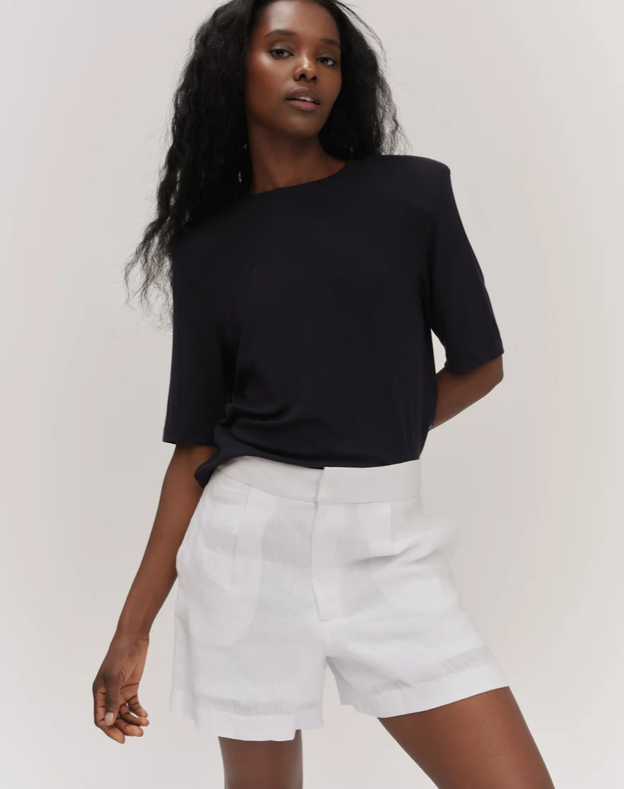 Freya Solid Linen Shorts White