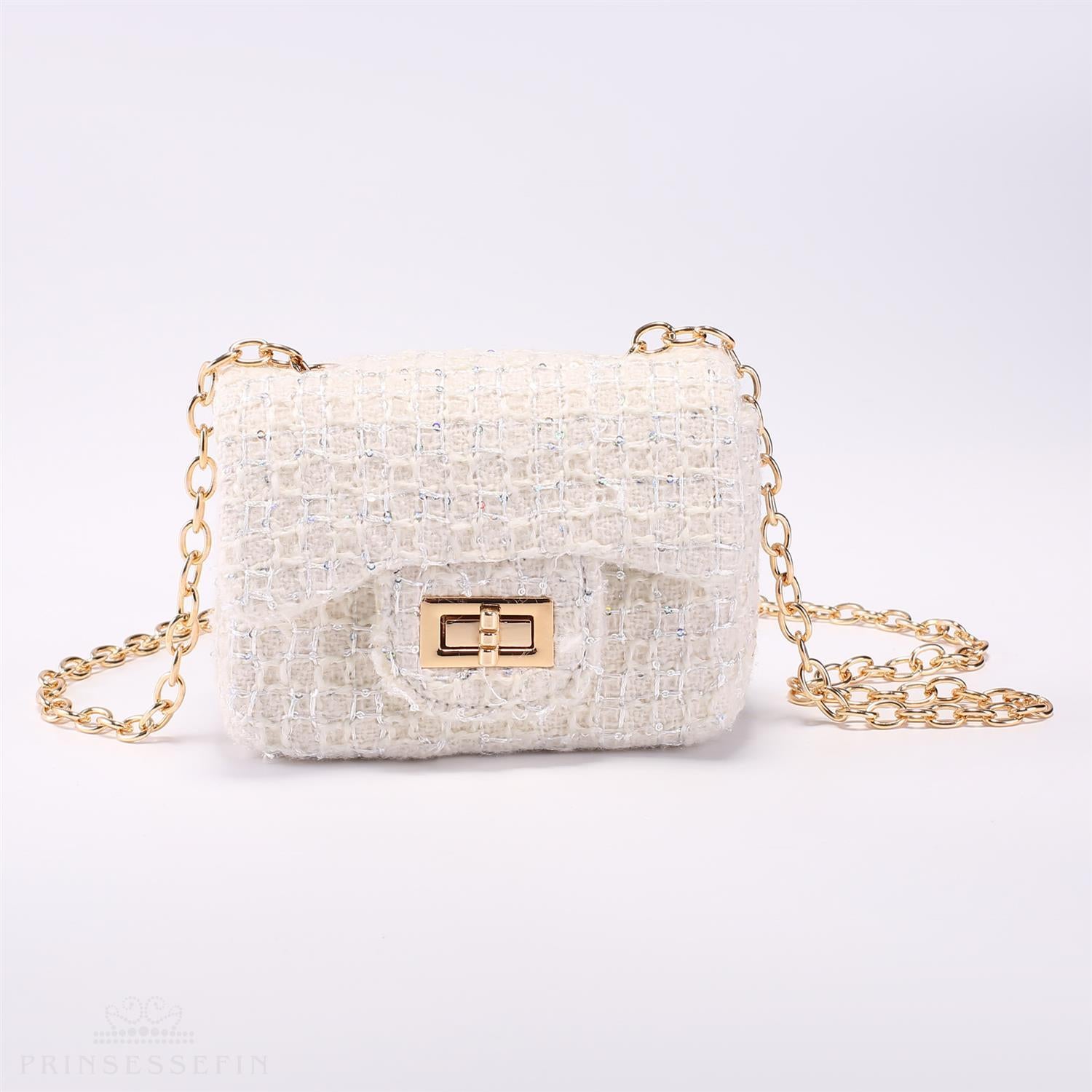 Isadora Plaid Handbag Sequin White - Small