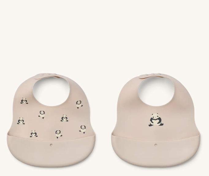 Ember Printed Bib 2-Pack Mini Panda/Sandy