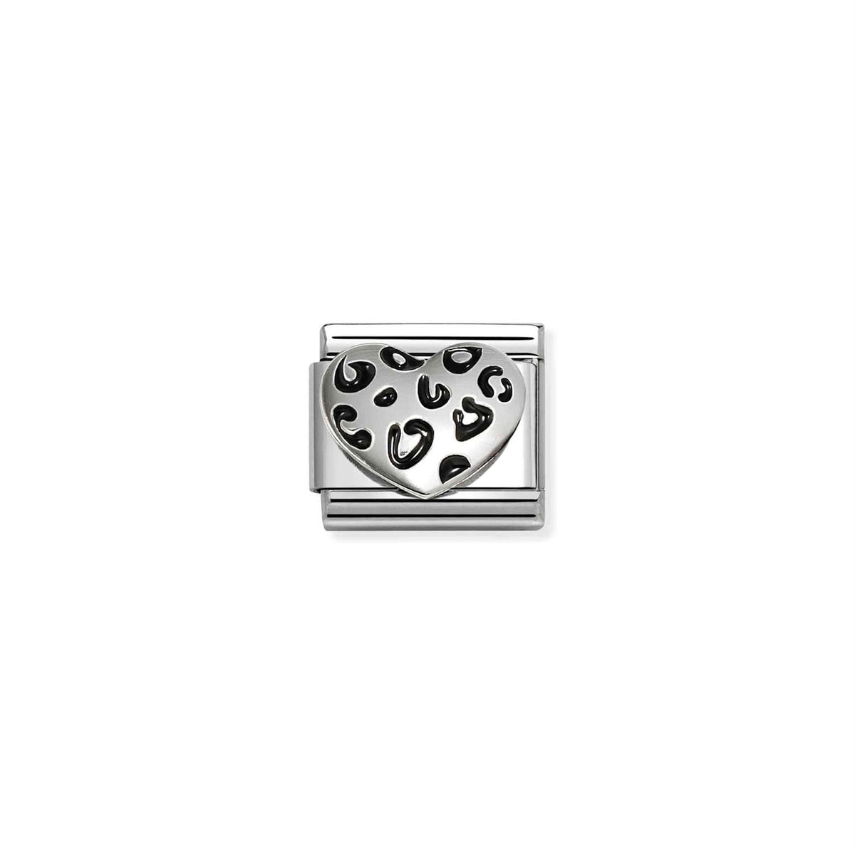 Leopard Raised Heart Silver