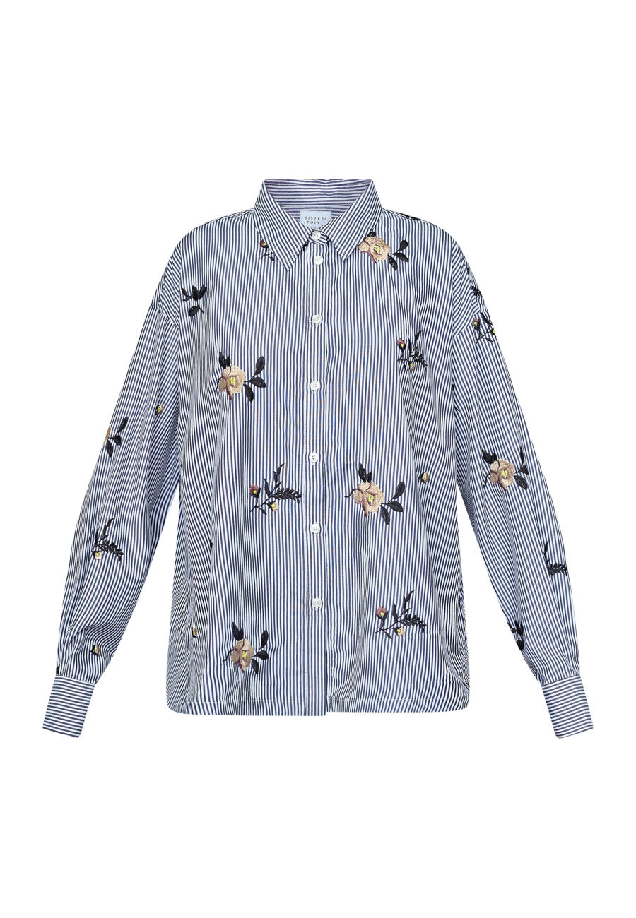 Enola Shirt Navy Stripes Emb.