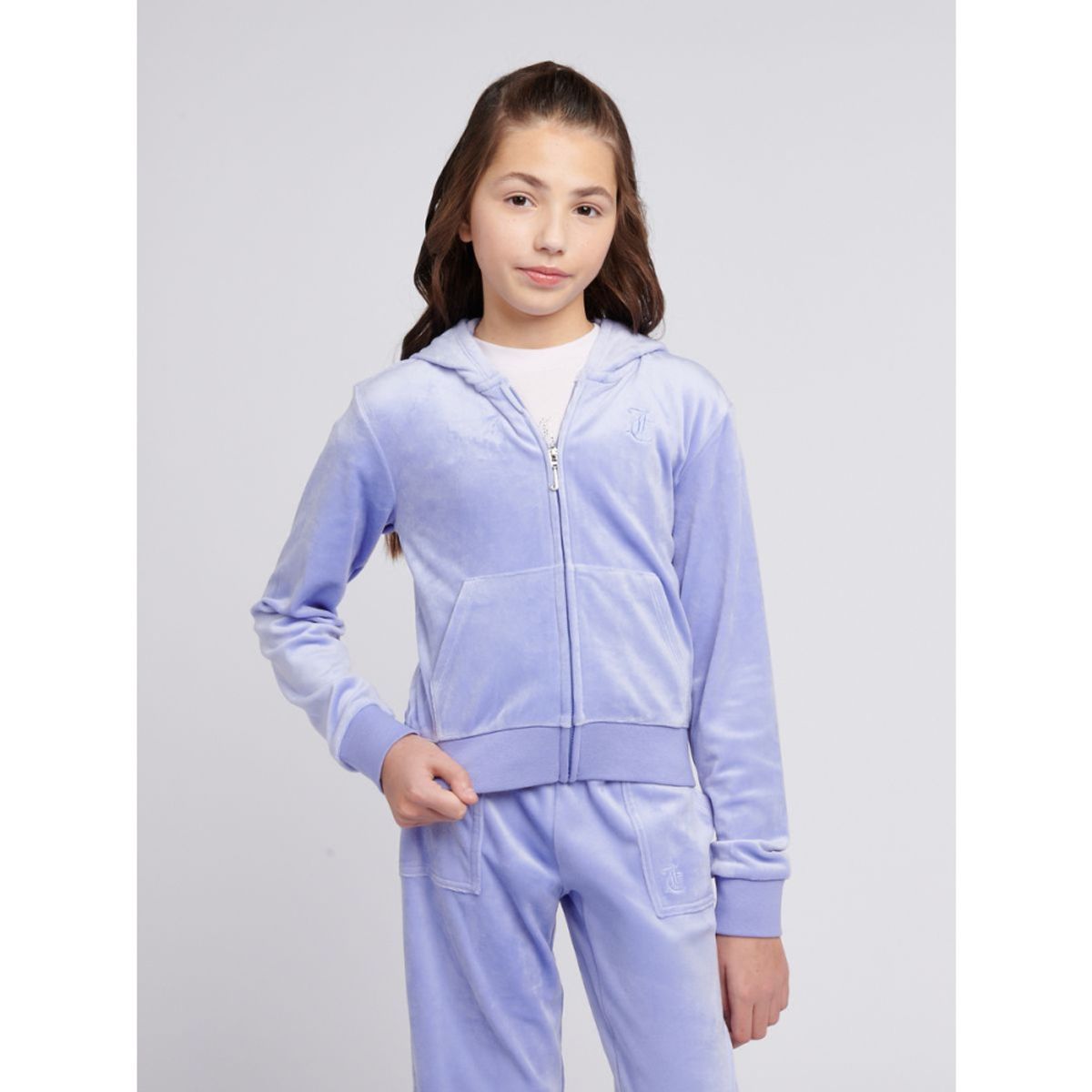 Tonal Velour Zip Tru Hoodie Jacaranda