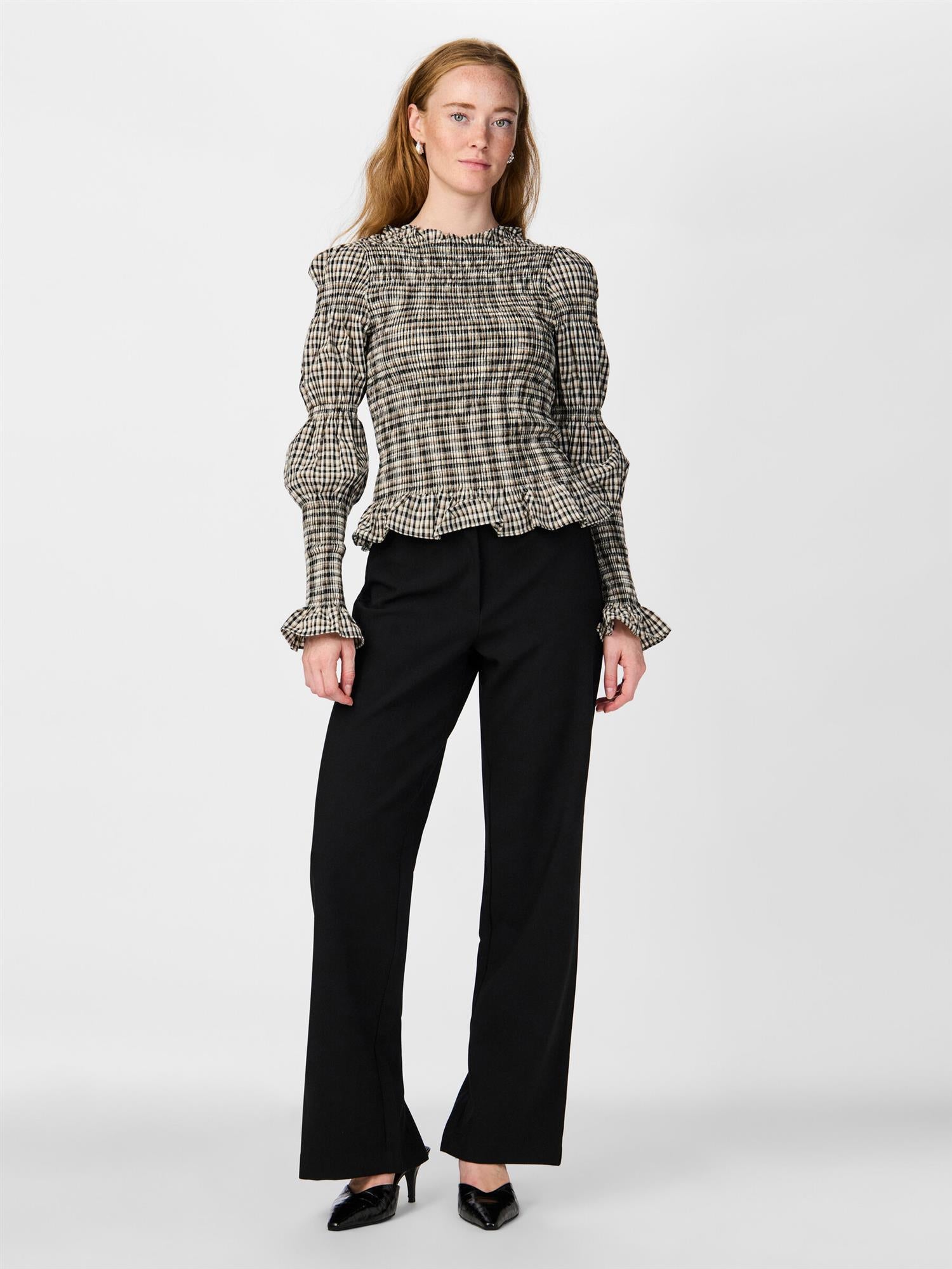 YASCHEMMA Smock Top Eggnog Checks