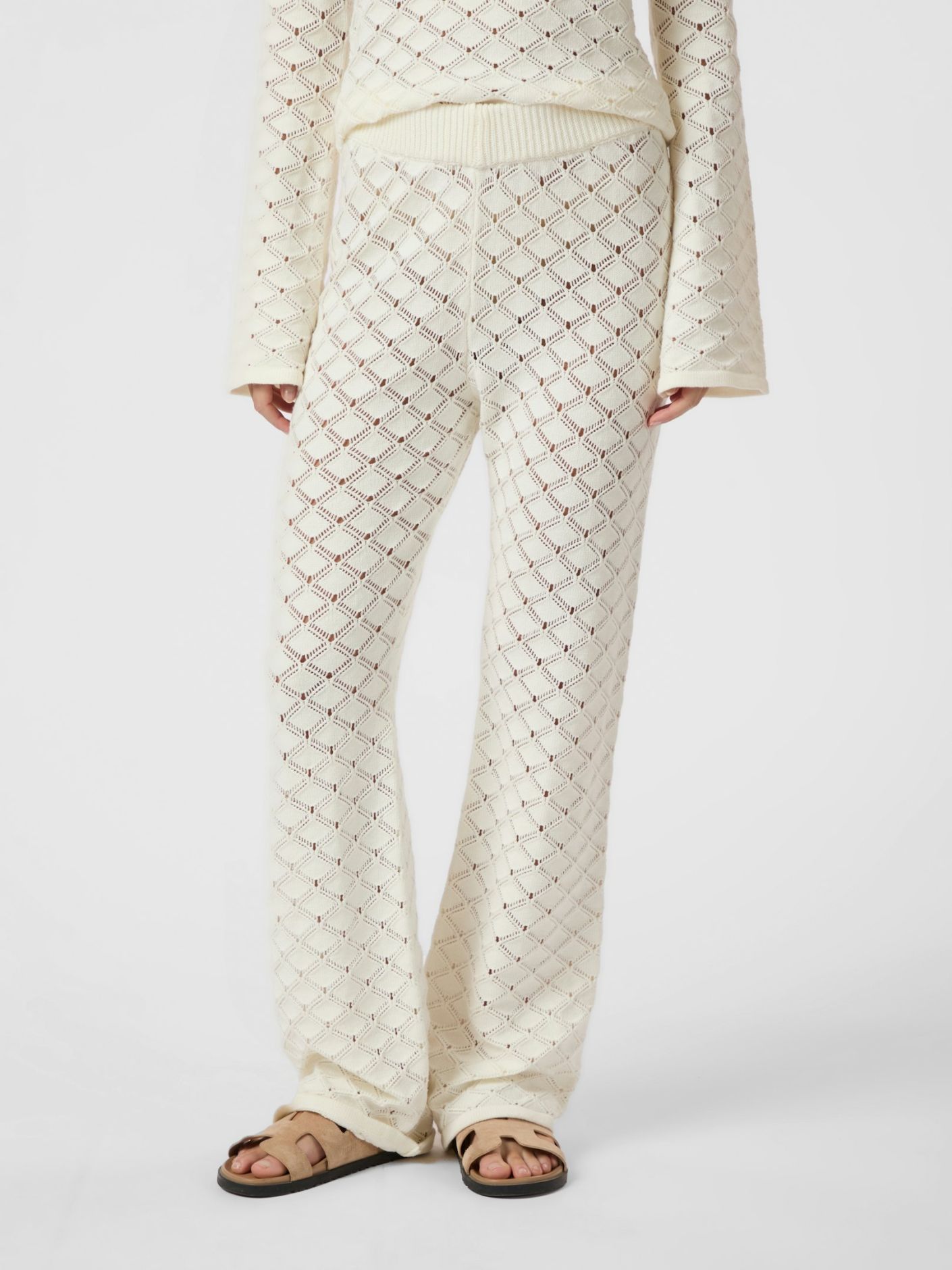 Rizzy Crochet Pants Off White