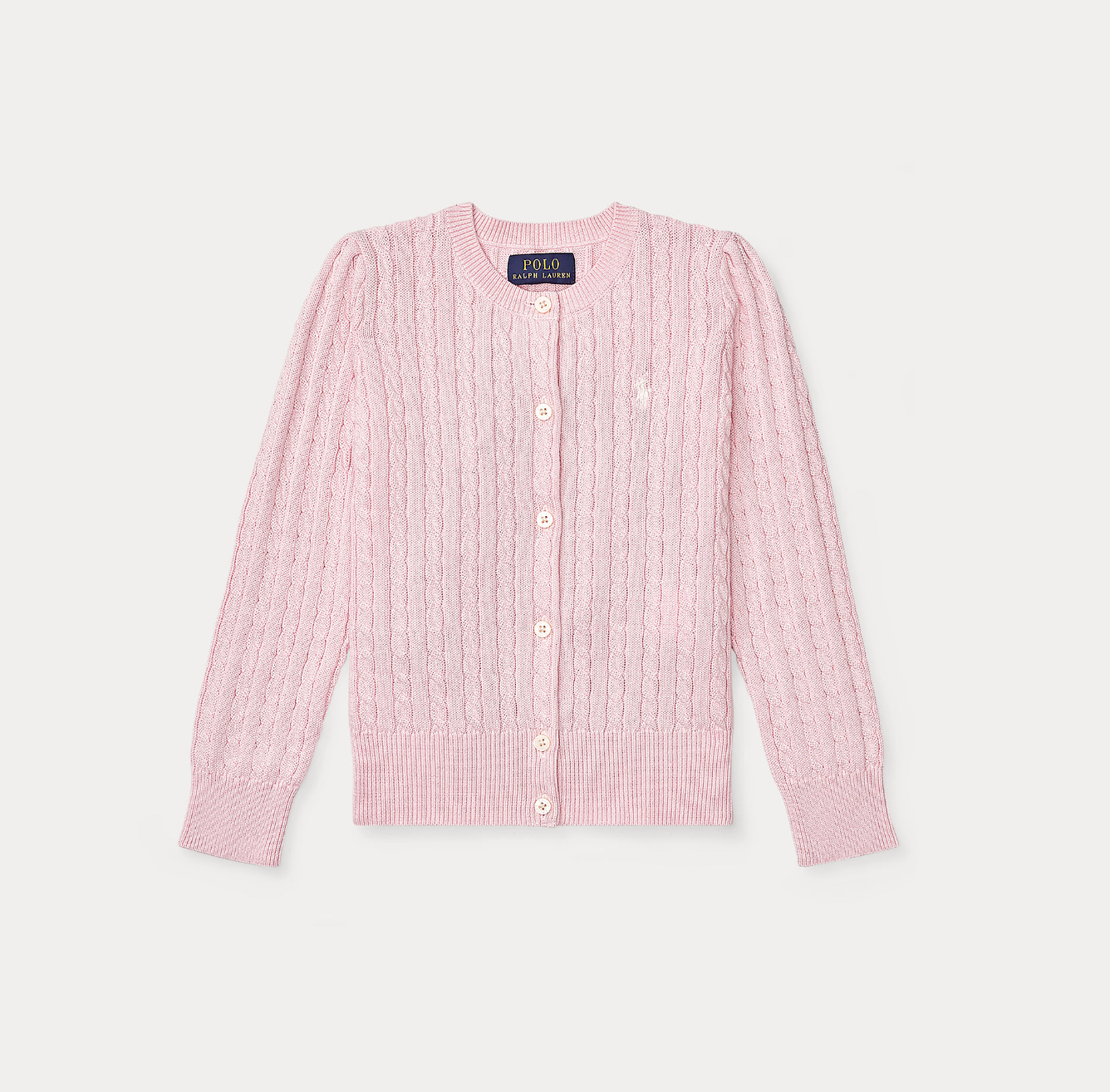 Mini-Cable Cotton Cardigan Hint of Pink