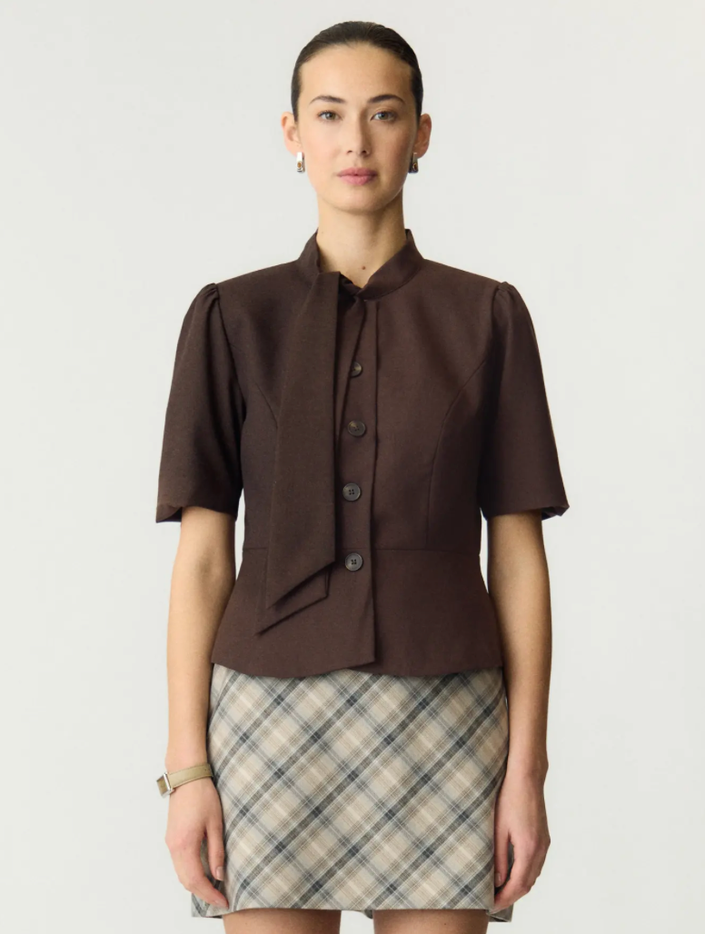 YASRIU Scarf Blazer Coffee Bean Melange