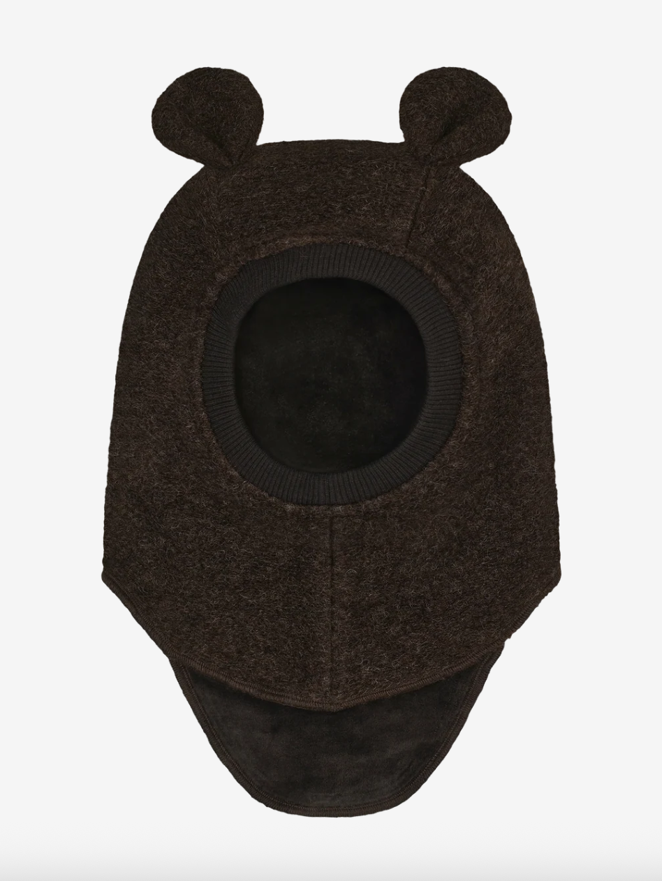 Balaclava Ears Wool Dark Brown Melange