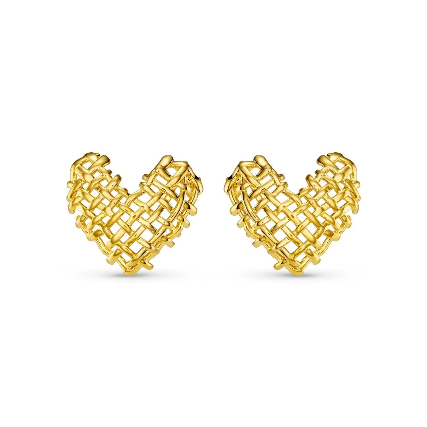 Statement Woven Heart Stud Earrings