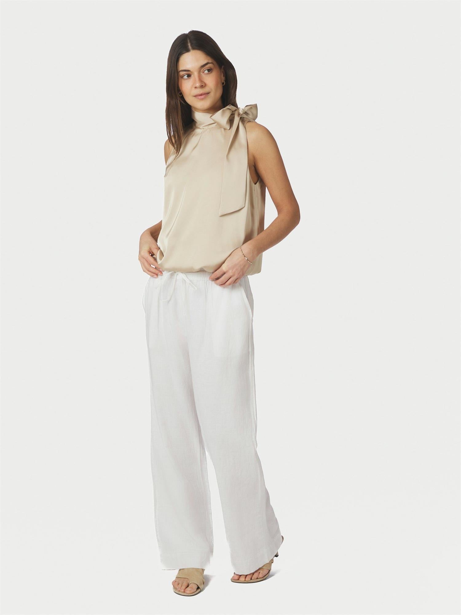 Veda Drapy Satin Top Dark Sand