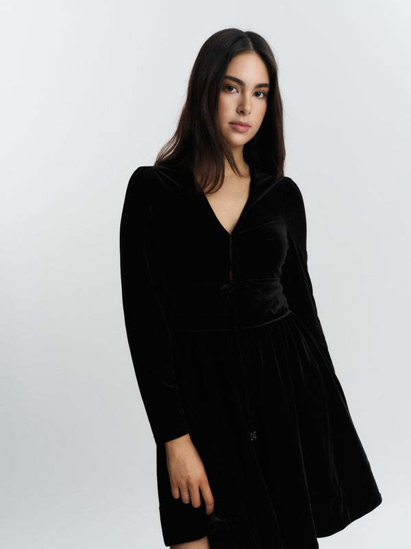 Tia Velour Dress Black