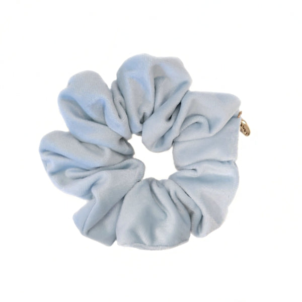 Hårstrikk Scrunchies Velur Stor Isblå