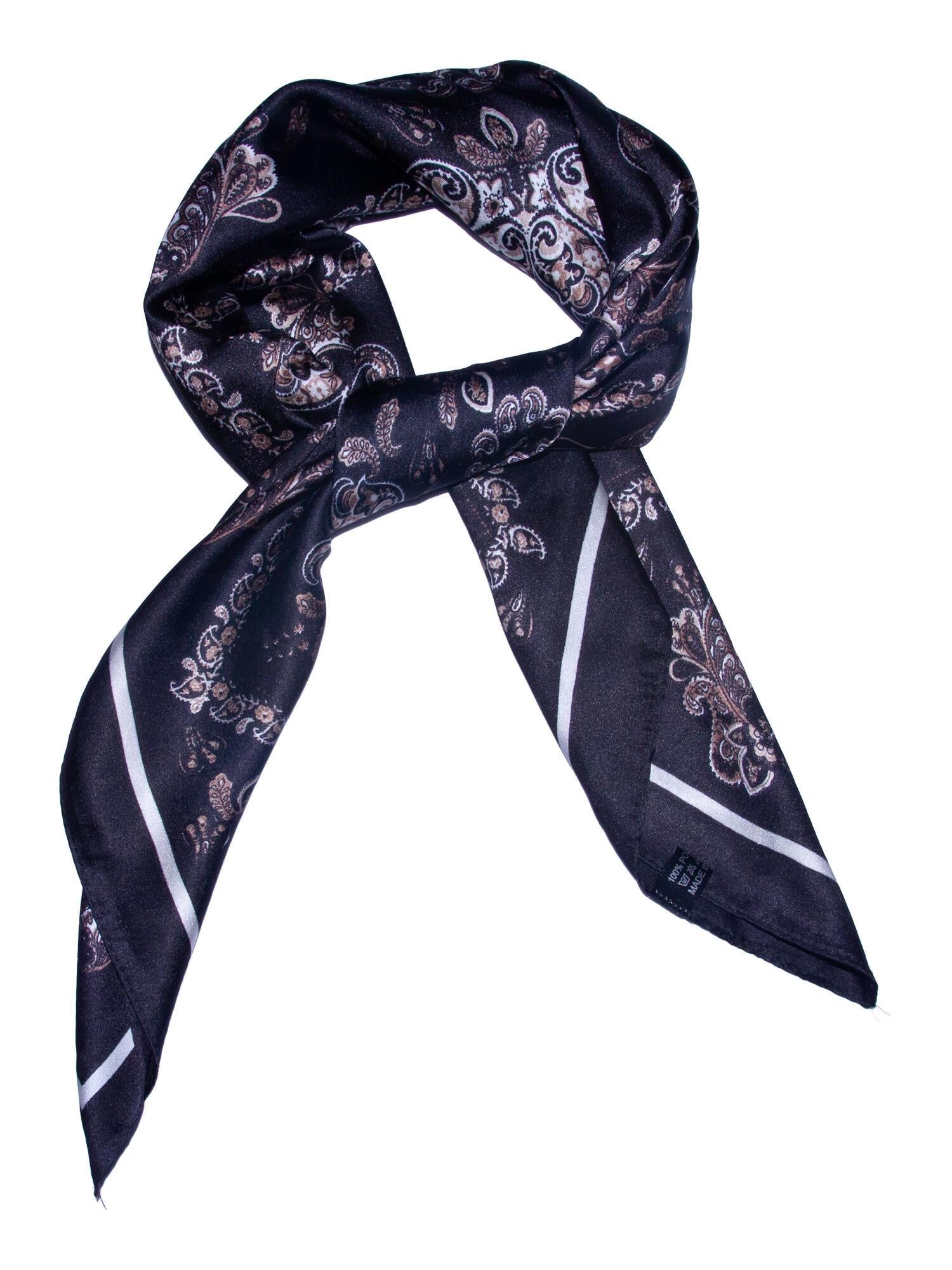 Skjerf Multi Paisley 70x70cm Sort