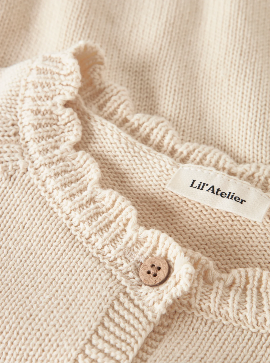 Ramla Ls Short Knit Cardigan Top Turtledove