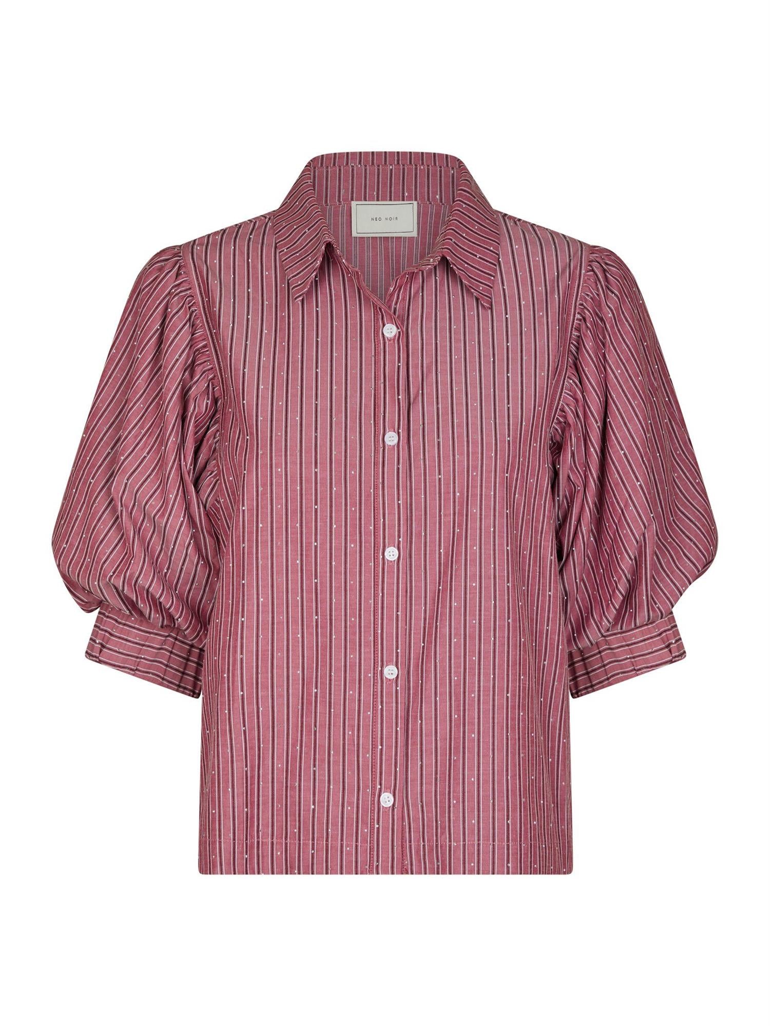 Etta Soft Stripe Stone Shirt Dark Rose
