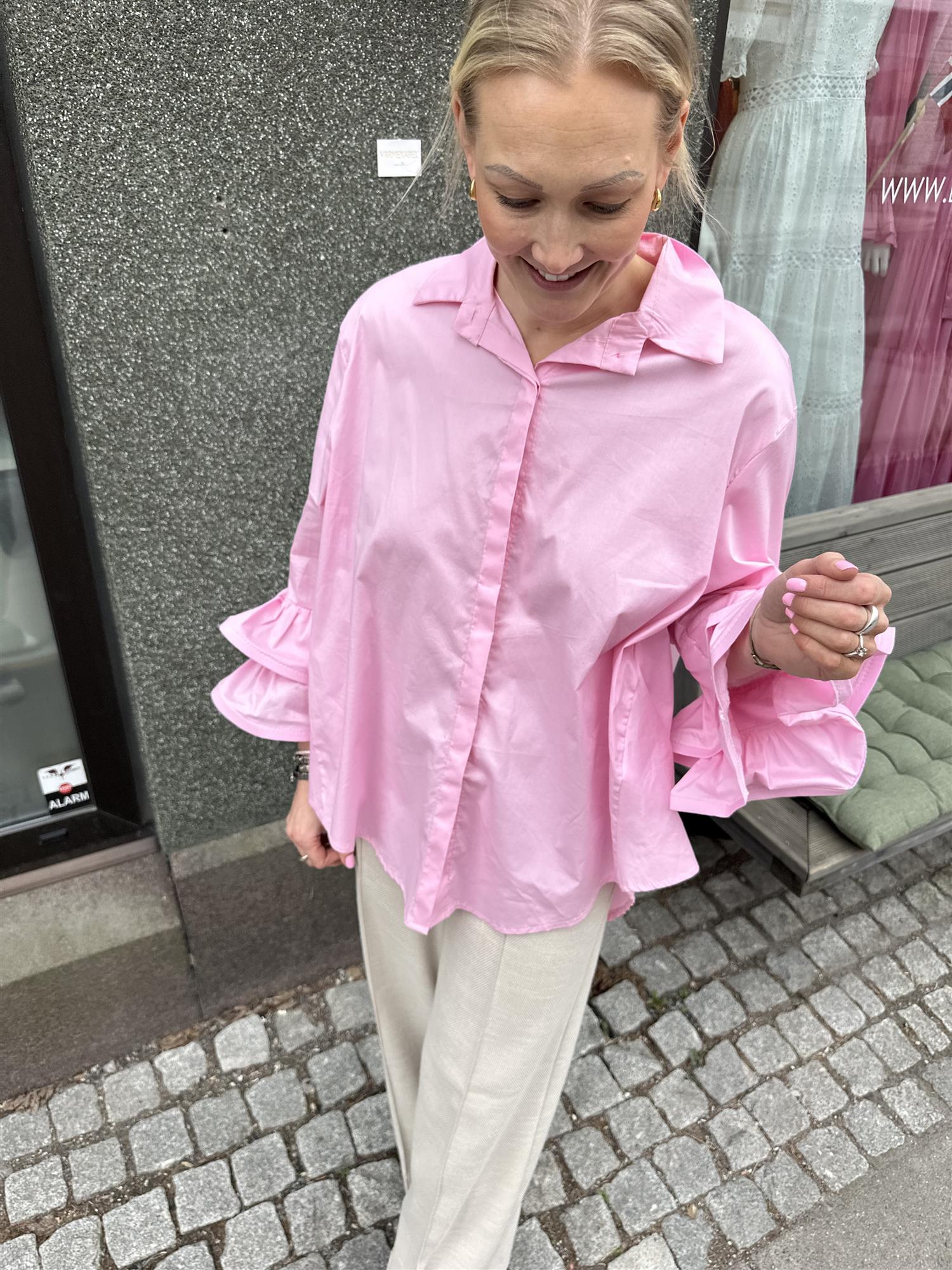 Flounce Blouse Hot Pink