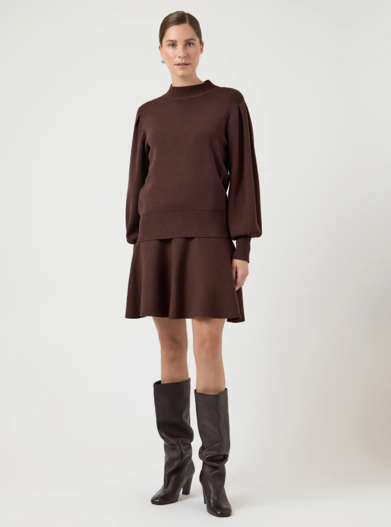 YASFONNY Knit Skirt Chocolate Brown