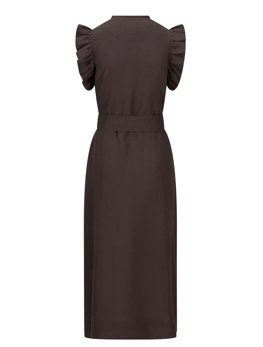 Pam Linen Dress Dark Brown