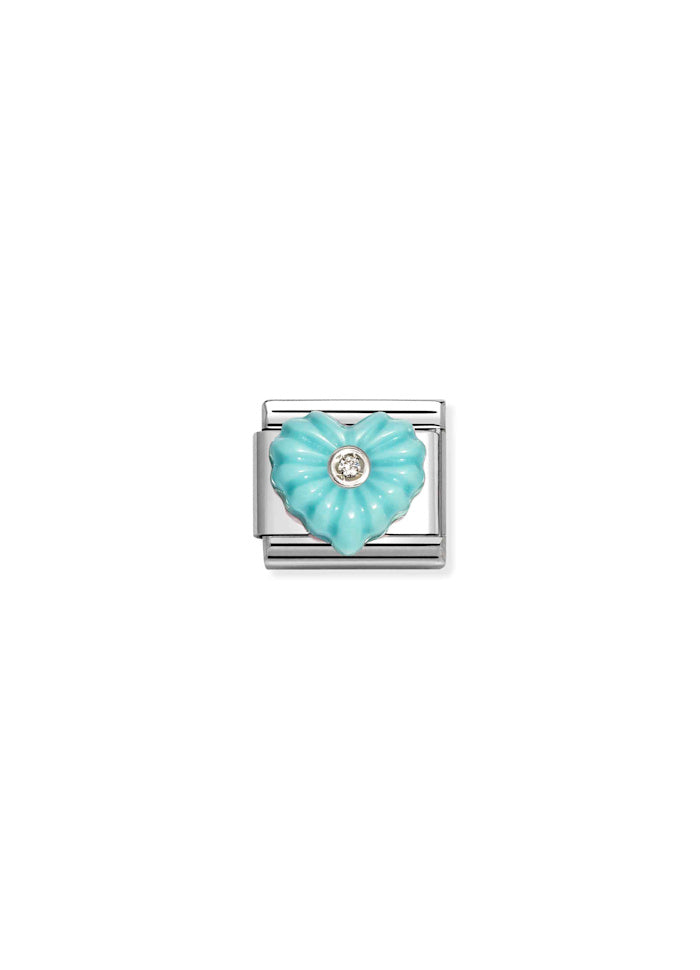Silver Turquoise Resin Heart
