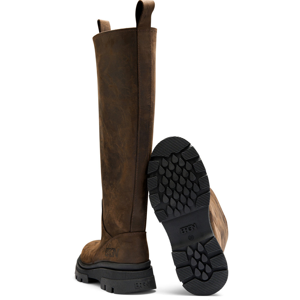 High Leather Boots Brown