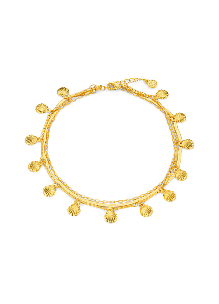 Shell Fringe Muli-Row Anklet