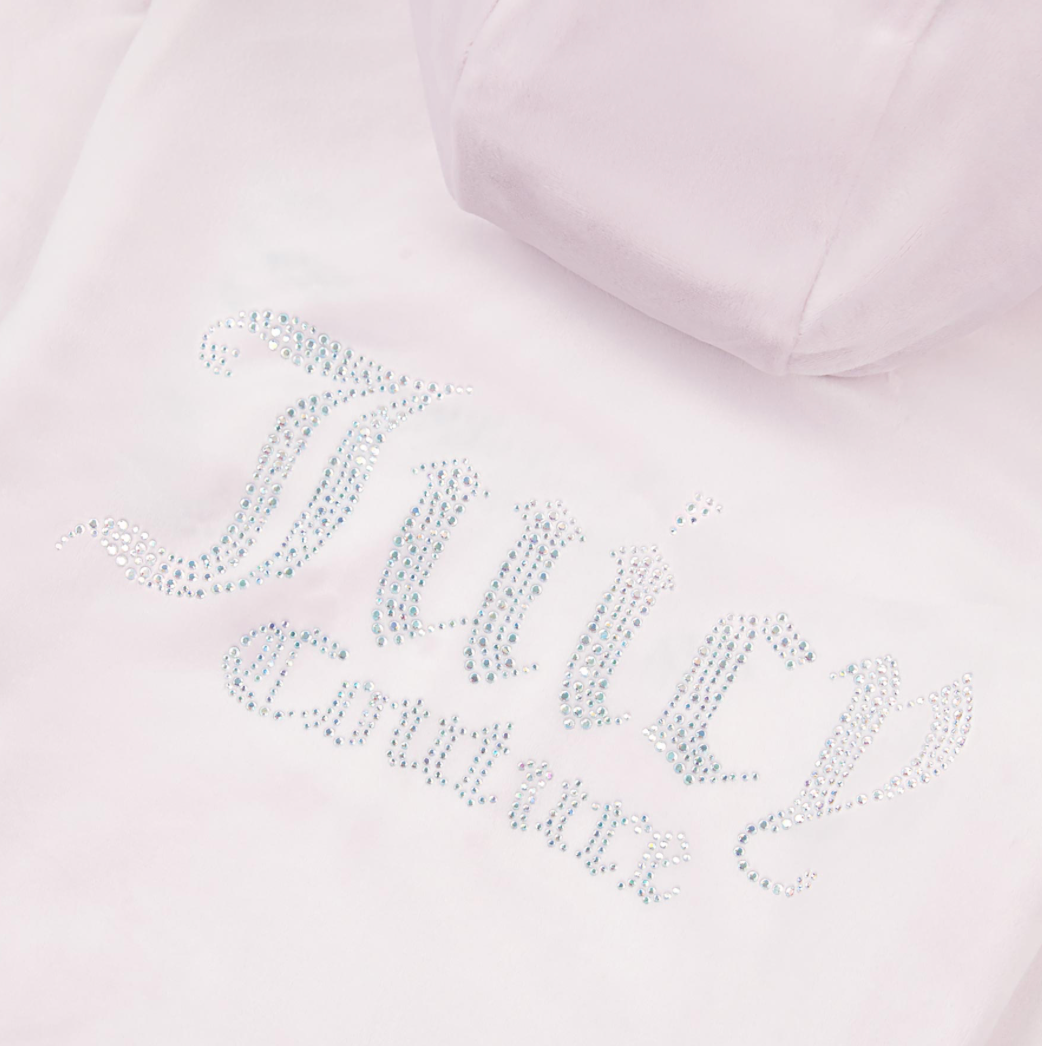 Diamante Velour Zip Tru Hoodie Lavender Fog