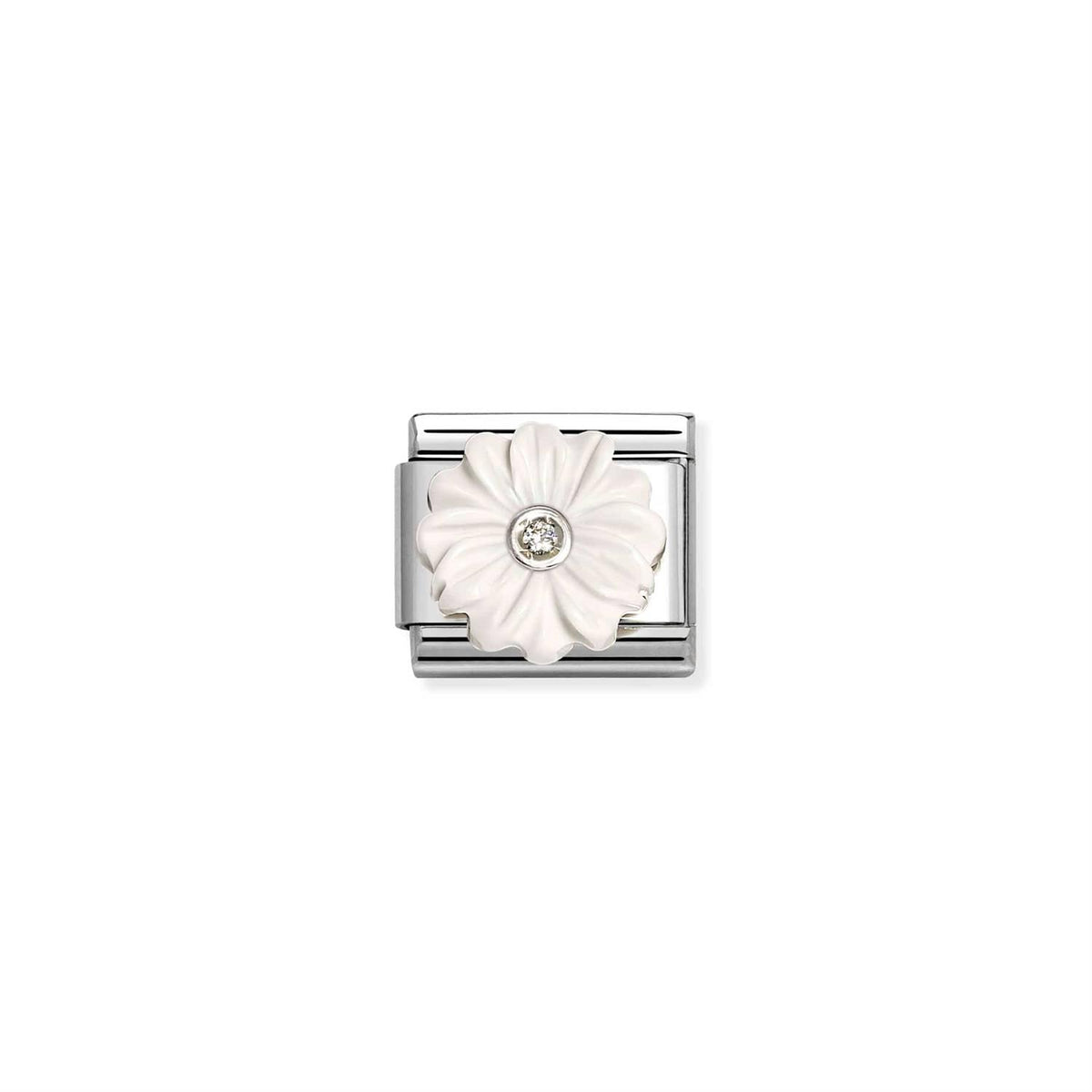 Silver White Flower CZ