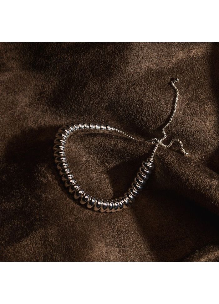 Metal Nugget Slider Bracelet Silver
