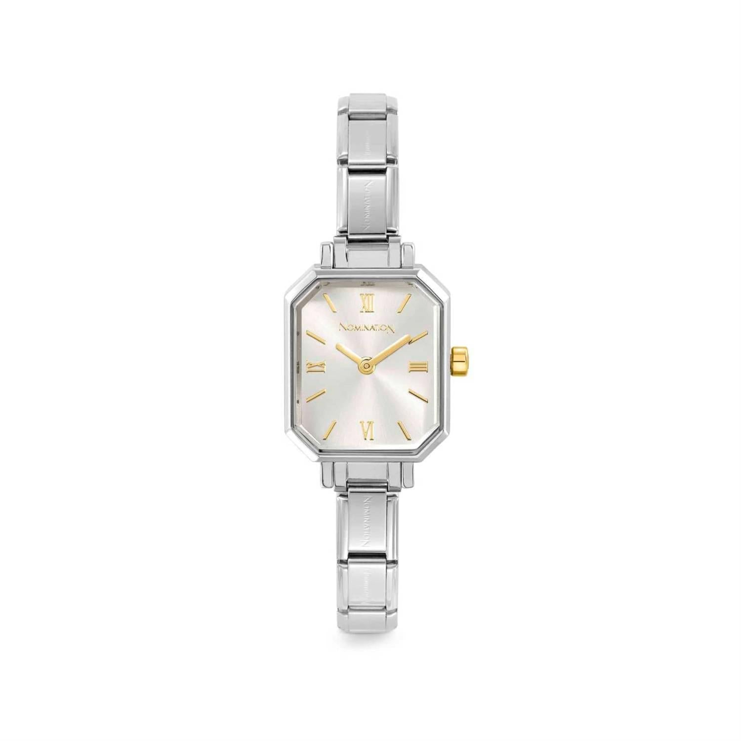 Paris Watch Steel Strap And Rectangular Hands Silver