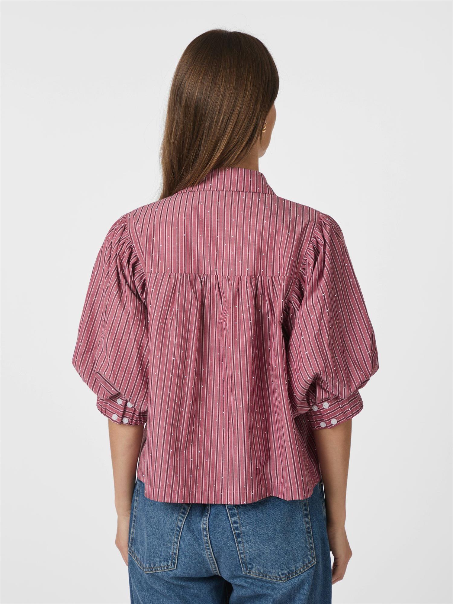 Etta Soft Stripe Stone Shirt Dark Rose