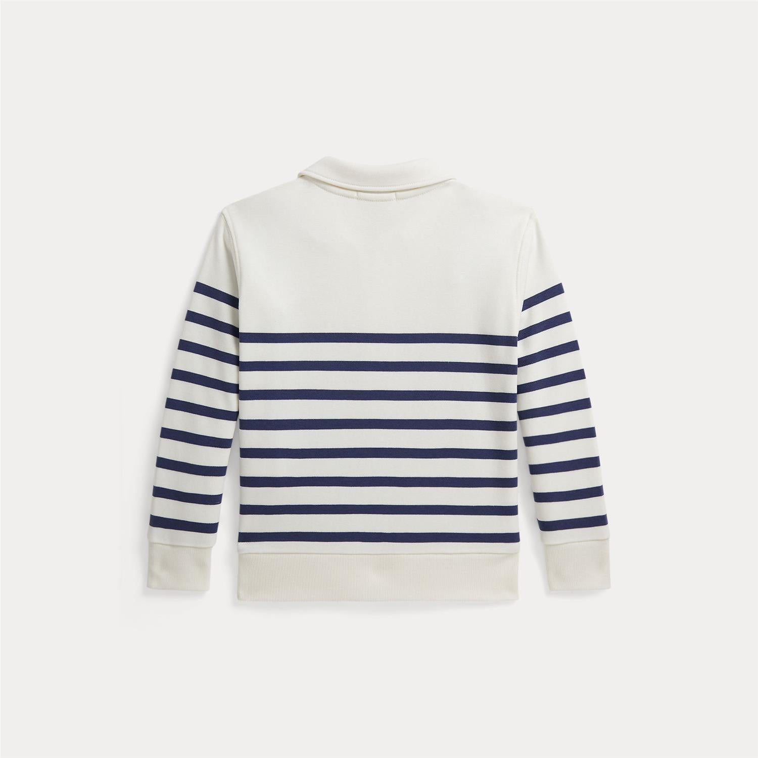 French Terry Full-Zip Sweatshirt Deckwash White/Light Navy