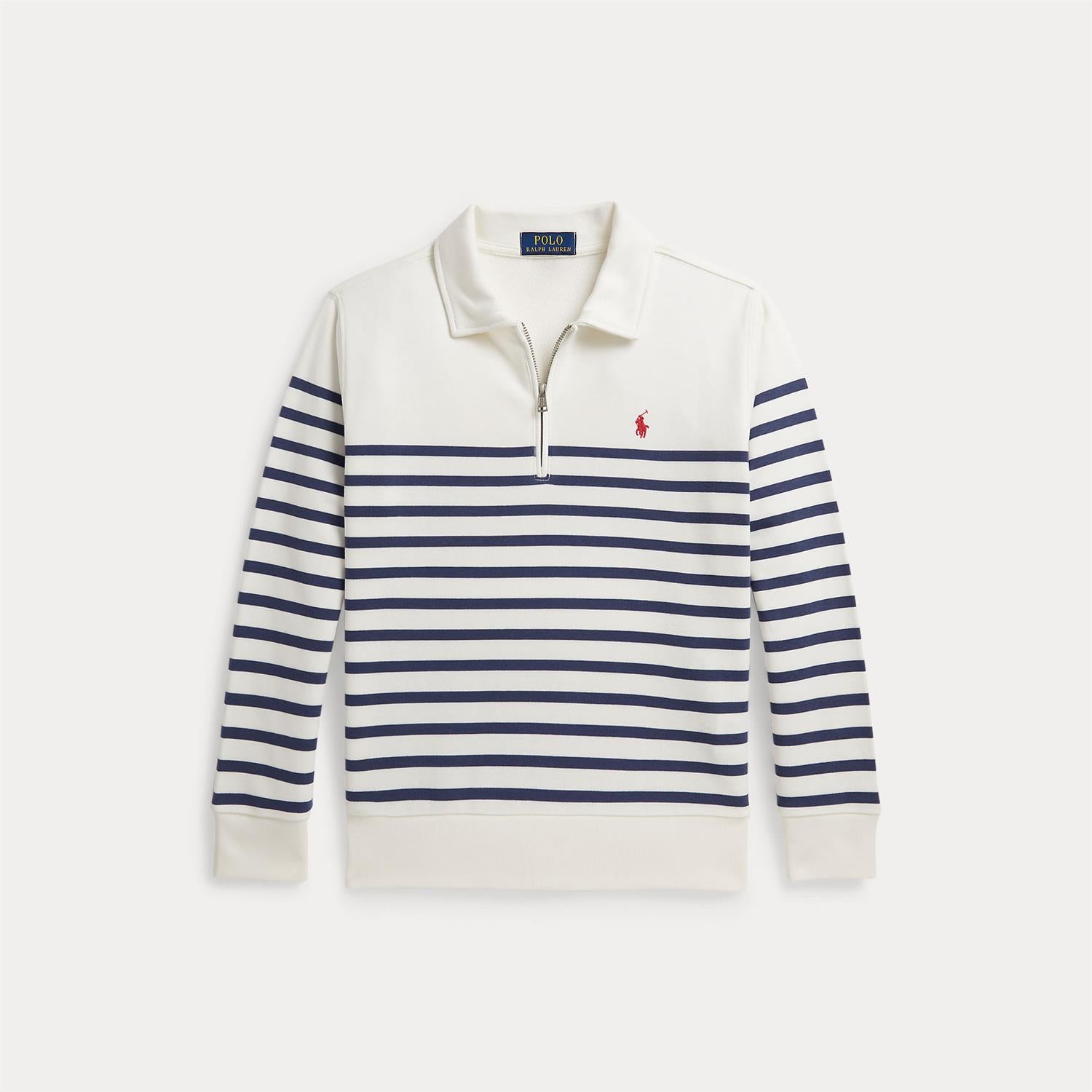 French Terry Full-Zip Sweatshirt Deckwash White/Light Navy