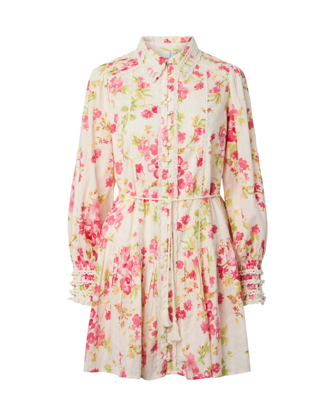 YASCOMELLI LS Shirt Dress Birch Red Flower