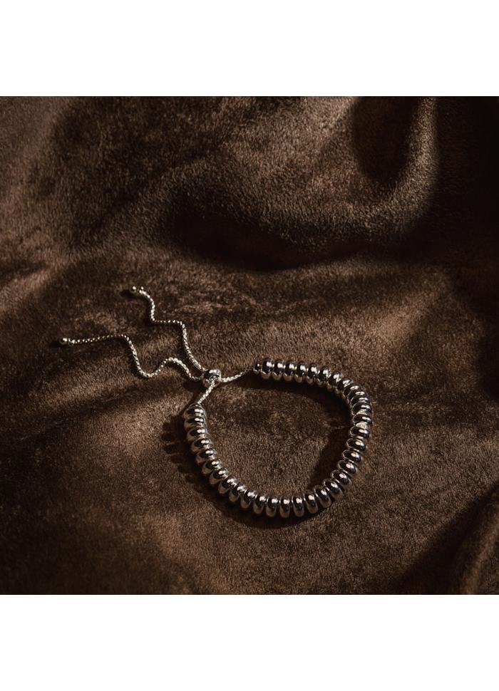 Metal Nugget Slider Bracelet Silver
