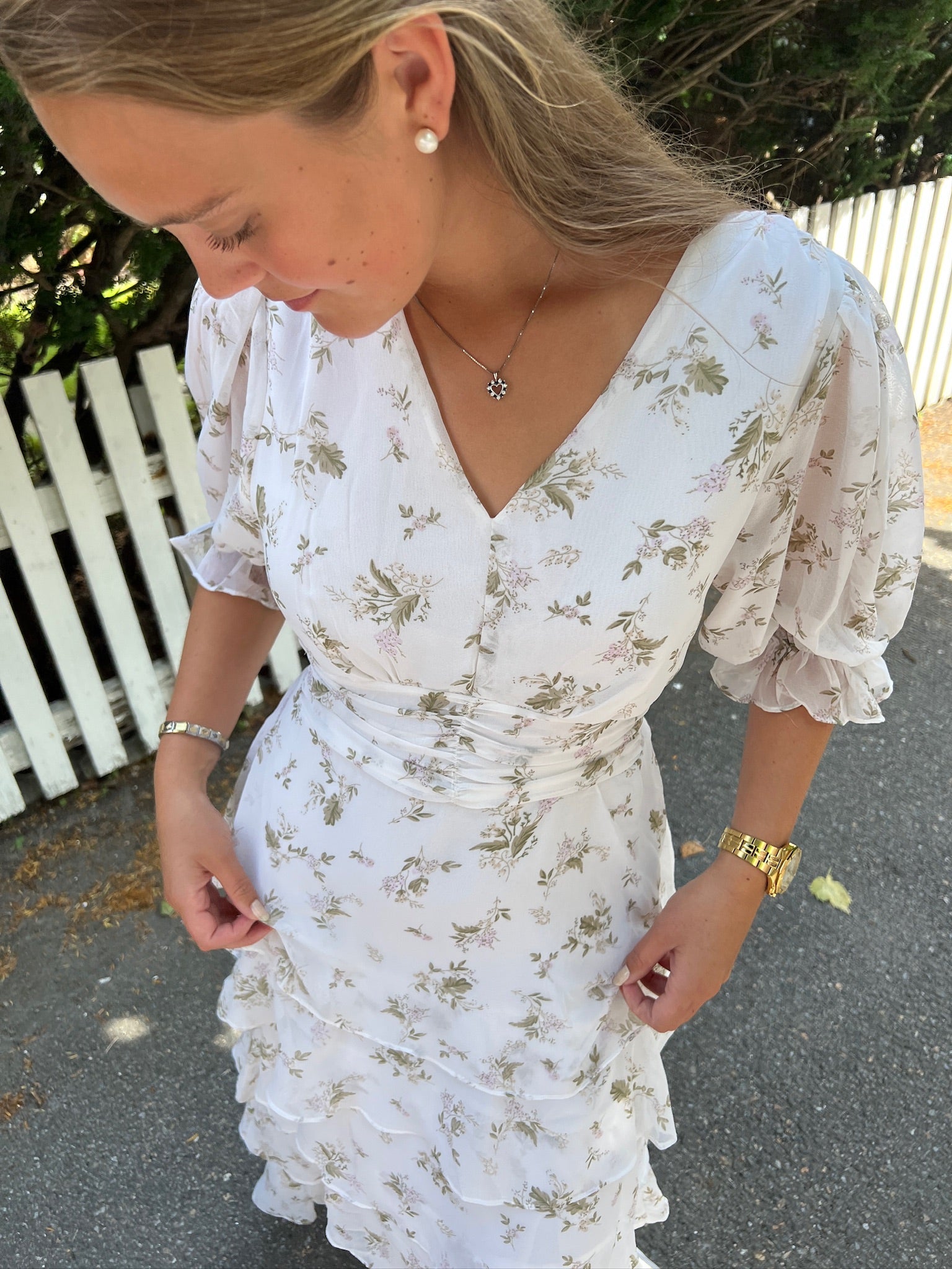 Noorie Flower Dress Off White