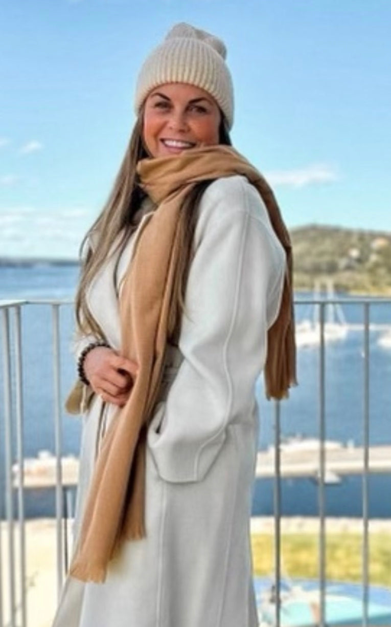 Ull/Cashmere Skjerf Camel