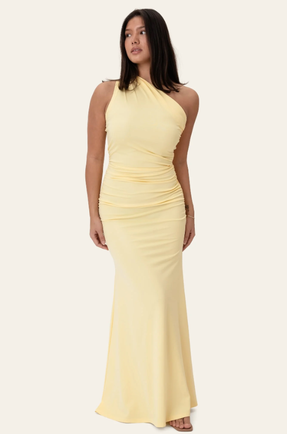 Andrea Satin Dress Butter Yellow