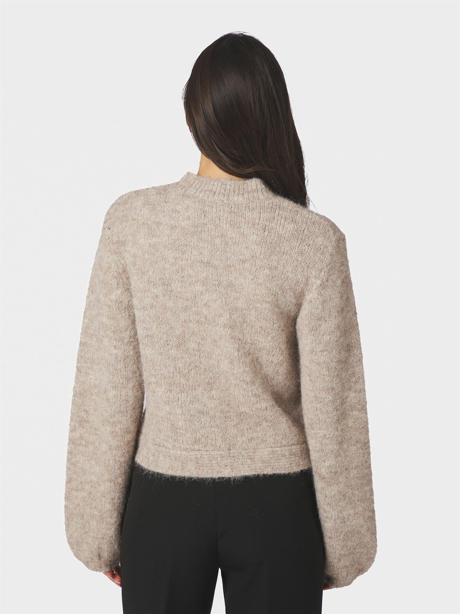 Gio Fluffy Knit Cardigan Beige Melange