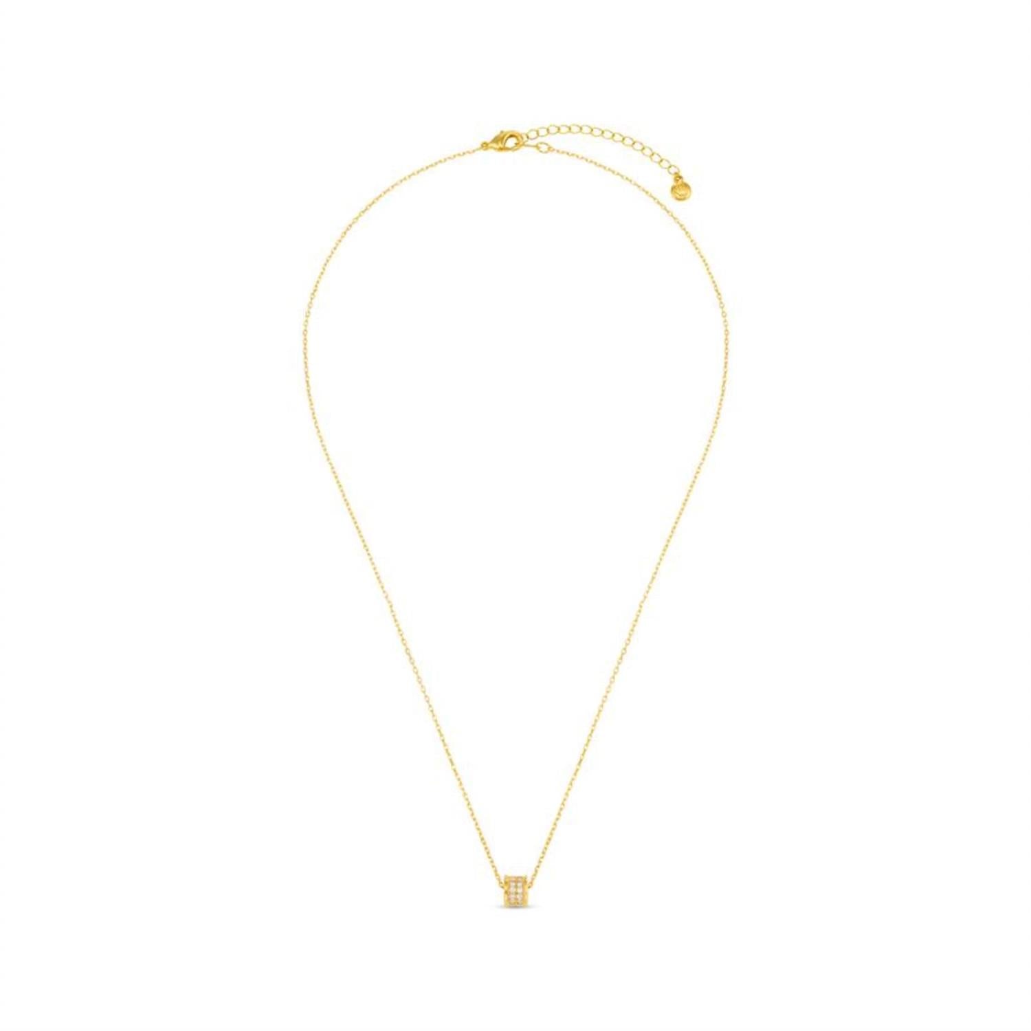 Pave Rondel Threadthru Necklace Gold