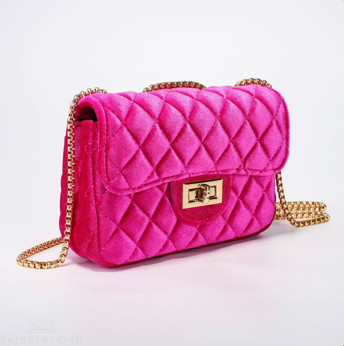 Alexandra Velvet Handbag Raspberry Rose - Medium