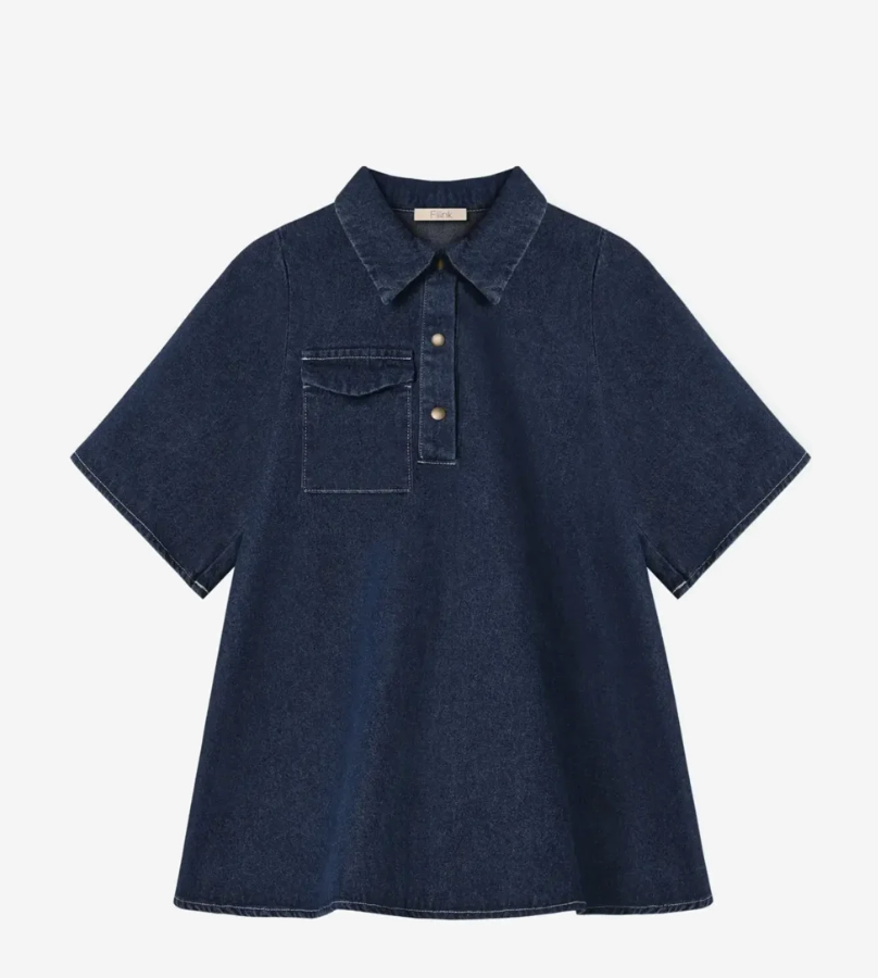 Don Denim Kortermet Kjole Dark Denim Blue