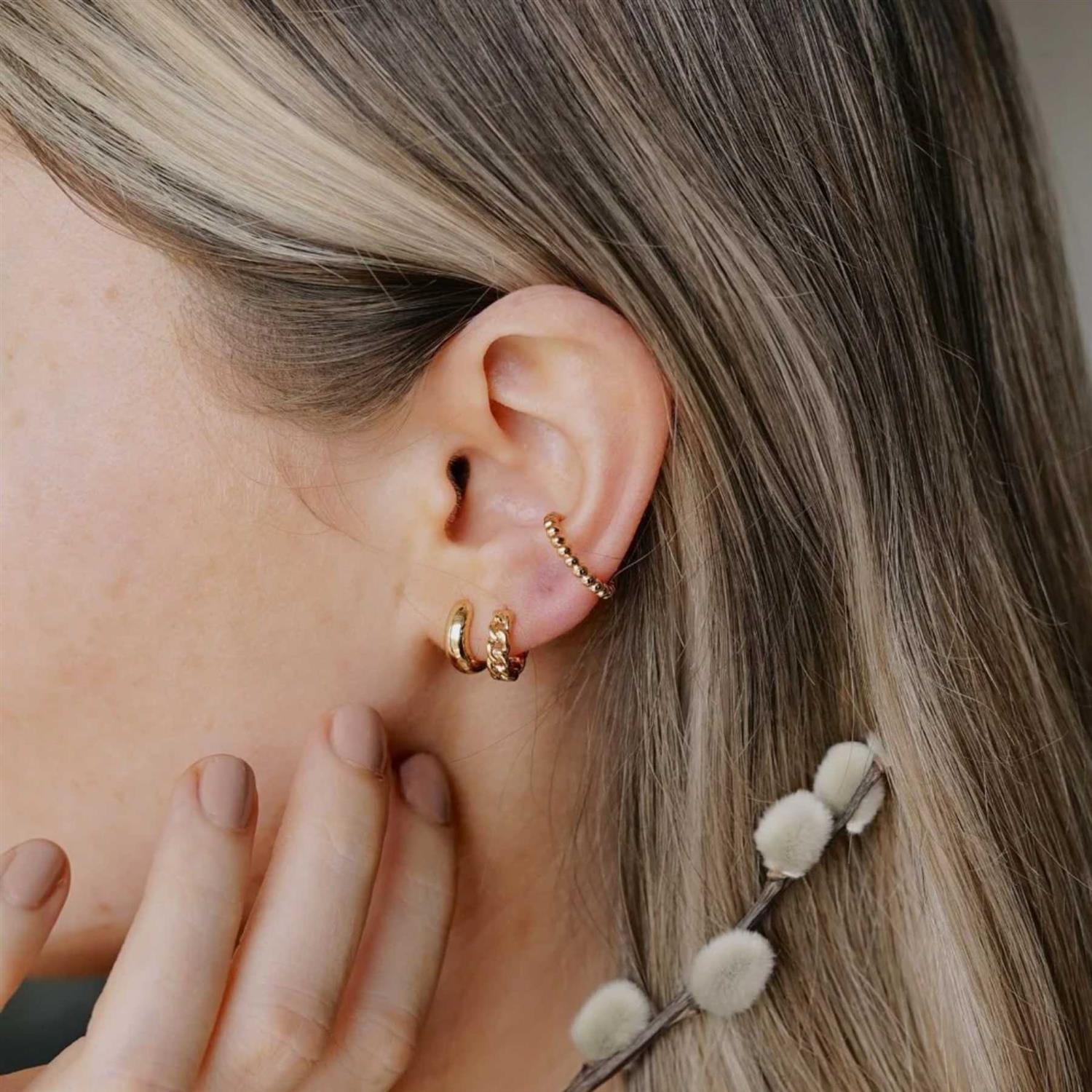 Mini Domed Huggie Hoops Gold