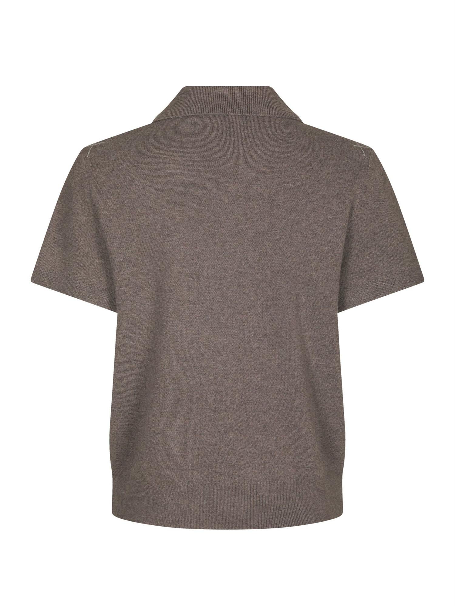 Gia Check Knit Blouse Dark Taupe
