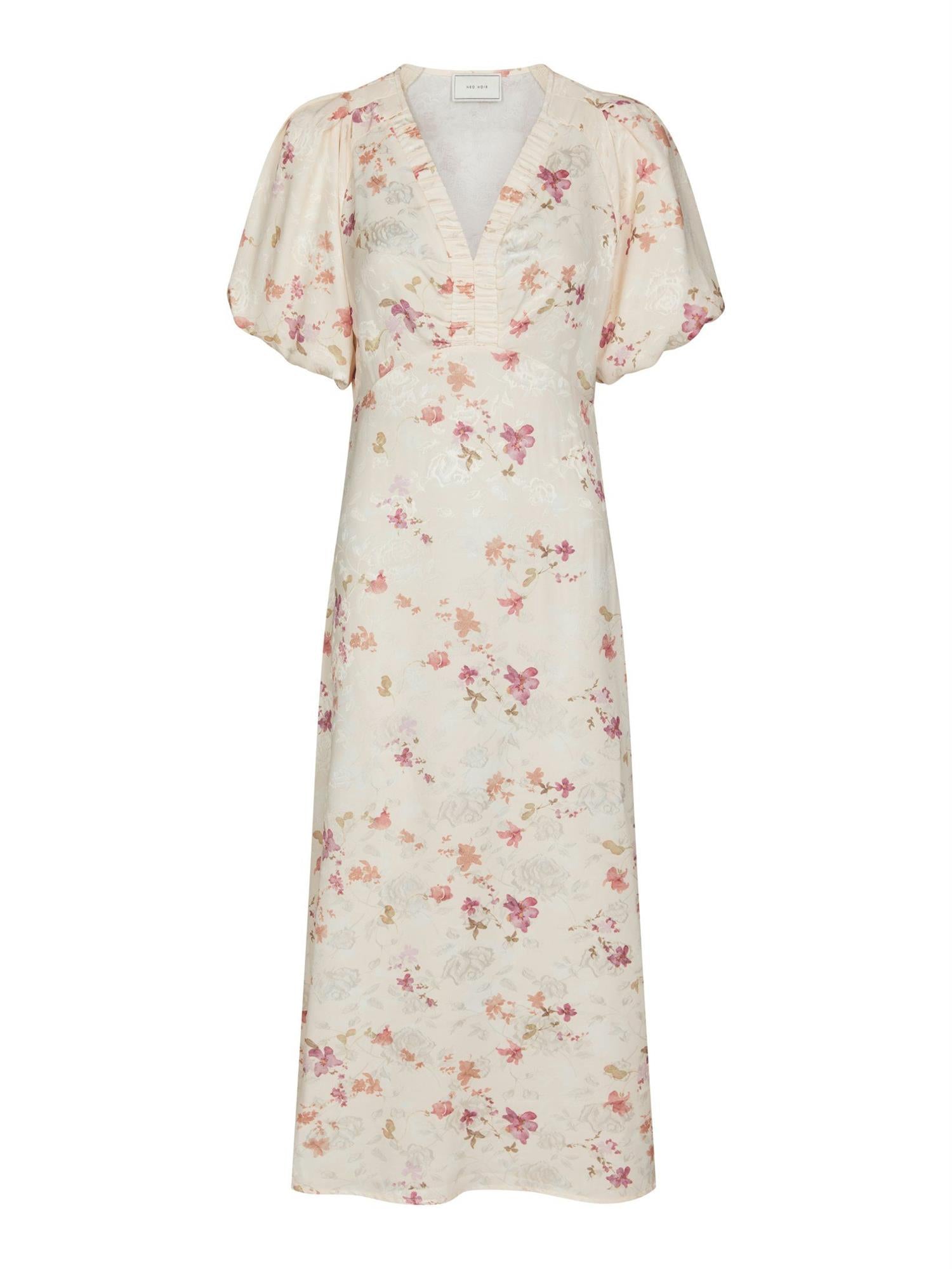 Illana Sateen Print Dress Creme