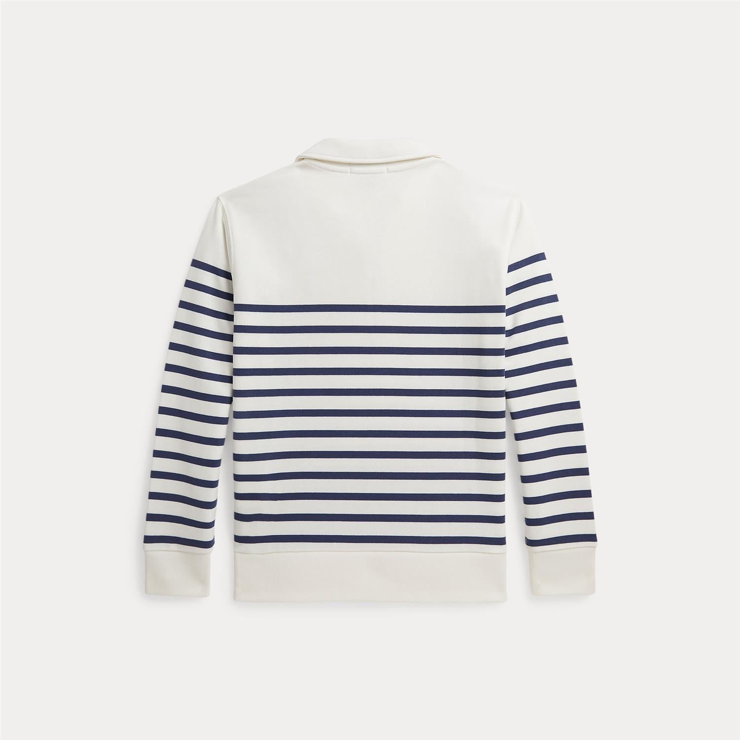 French Terry Full-Zip Sweatshirt Deckwash White/Light Navy