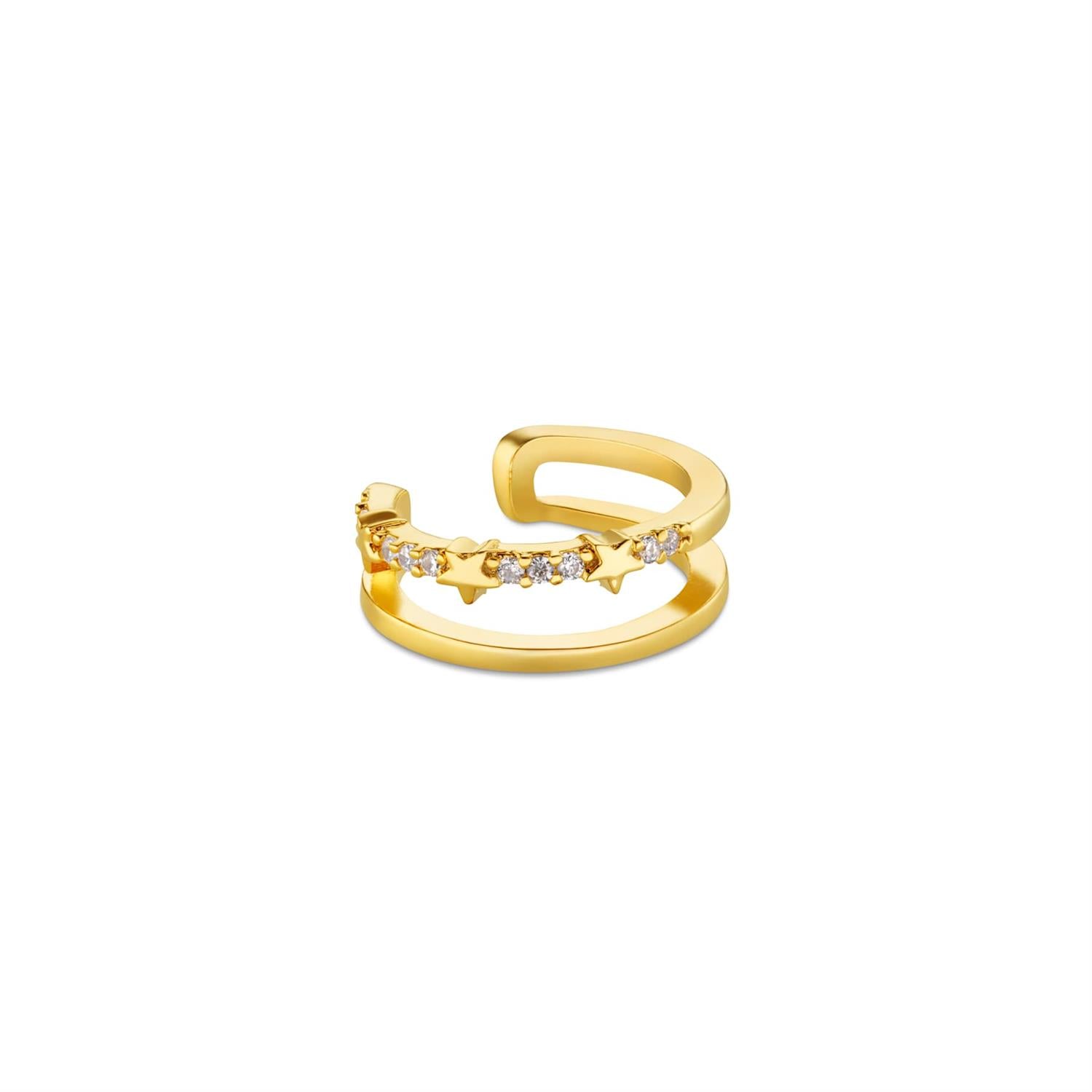 Pave Star Stationed 2- Row Ear Cuff Gold