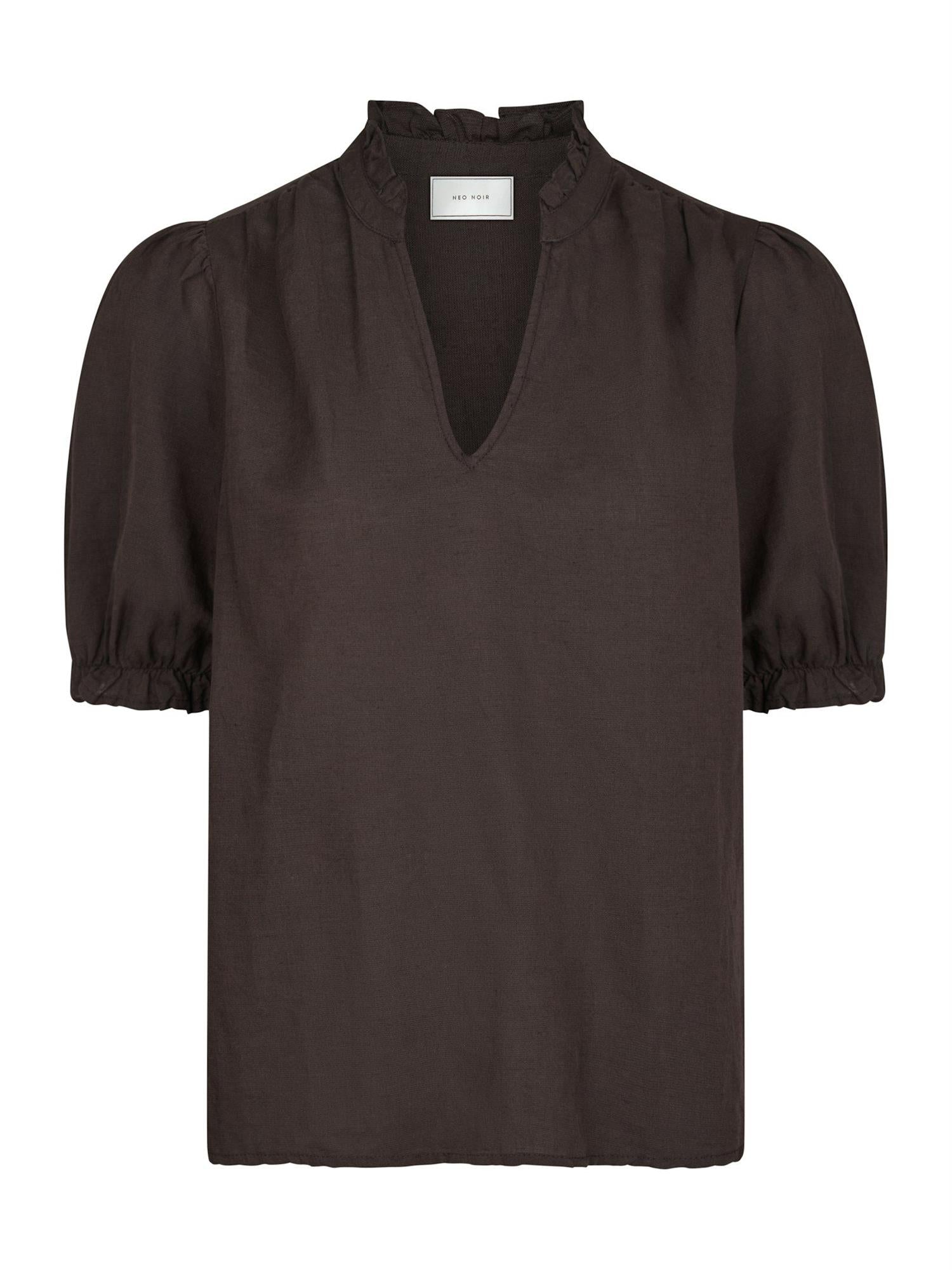 Odesa Linen Blouse Dark Brown
